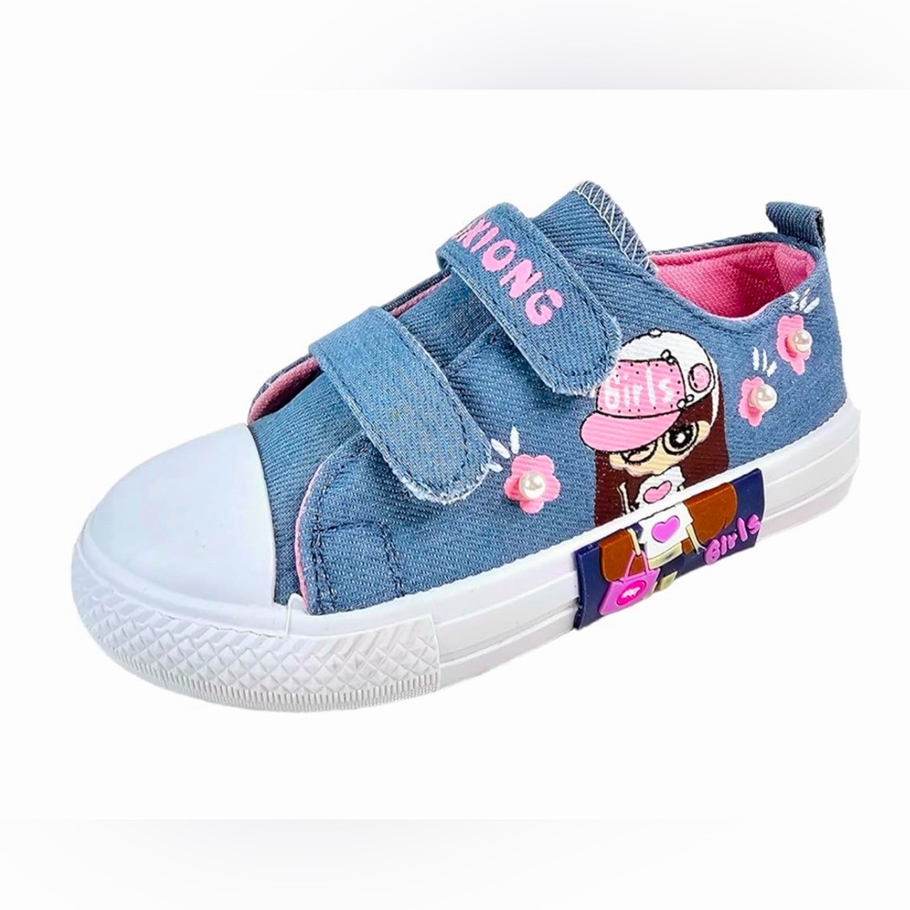 Kids’ Denim Sneakers with Pink Accents New with No Tag